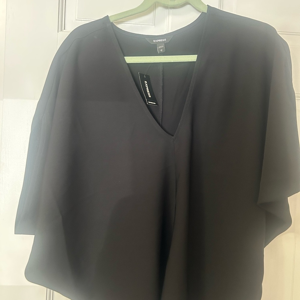 Express Elegant Black V-Neck Blouse